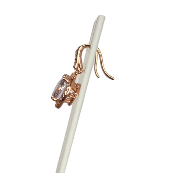Swarovski Elements Crystal Rose Gold Halo Drop Earrings - Picture 5 of 9